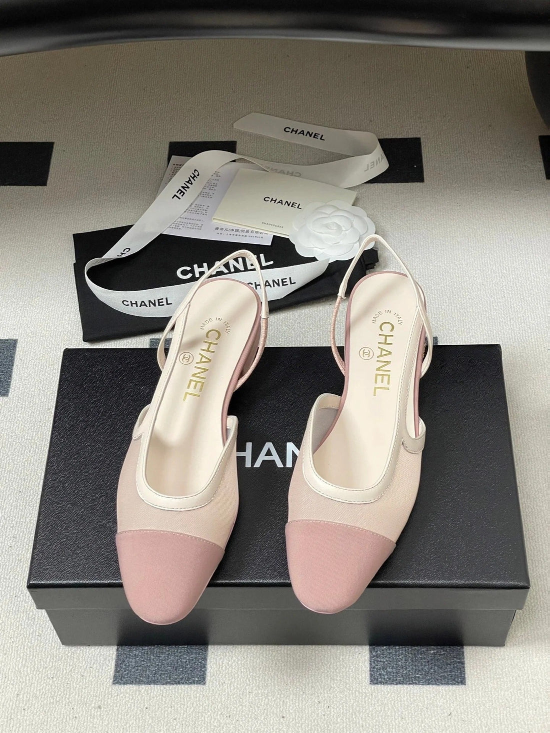 CC 26S Slingback Light Pink Mesh Fabric Sheepskin 649447