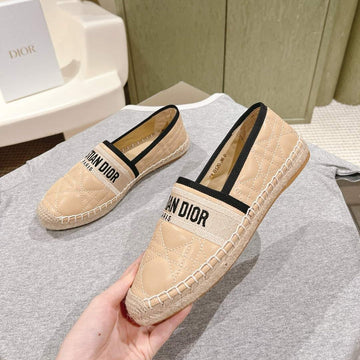 CD 26S Loafers Embroidery Beige Black Cowhide 653265