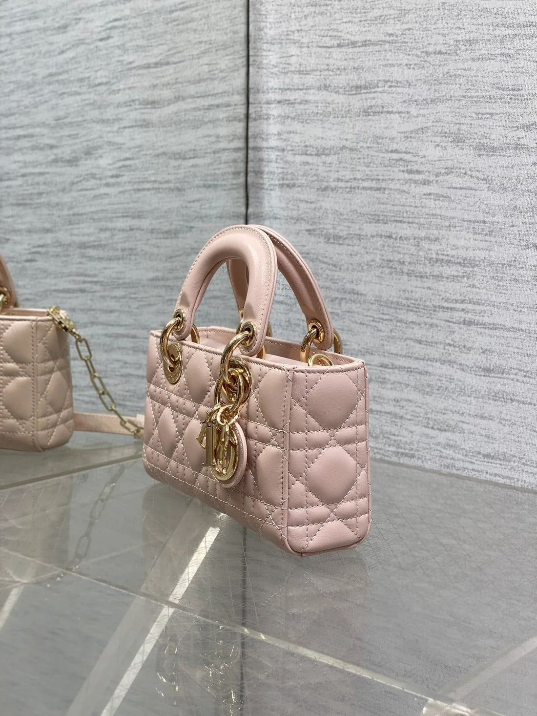 Dior 2026 Micro Lady D-Joy Bag 19CM Powder Pink Cannage Lambskin