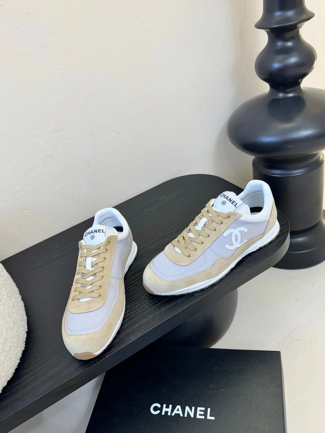 CC 26S Platform Sneakers Ivory Light Beige Sheepskin 627227