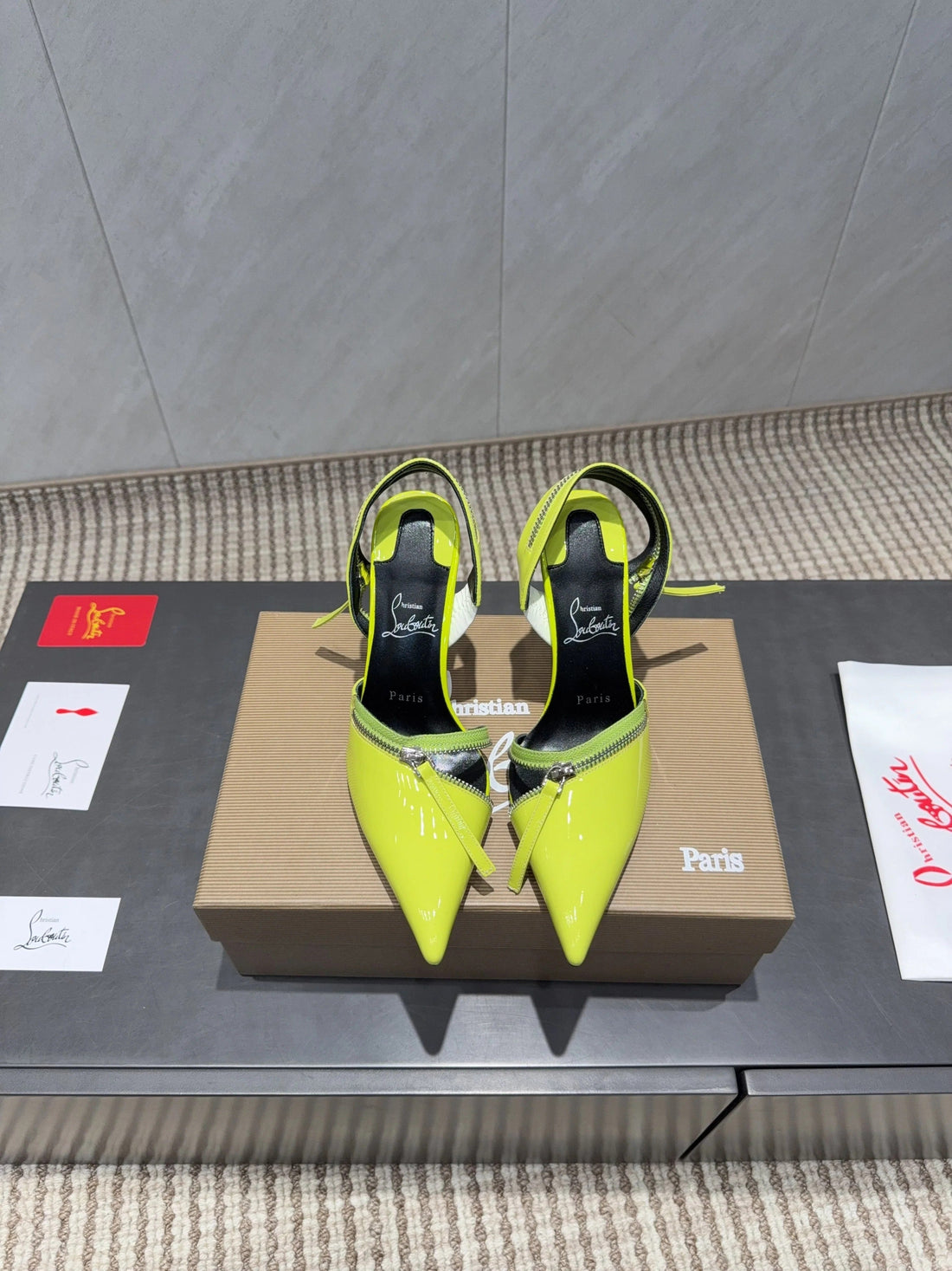 Cl 26SS Slingback 100 Neon Yellow Patent Leather 613792