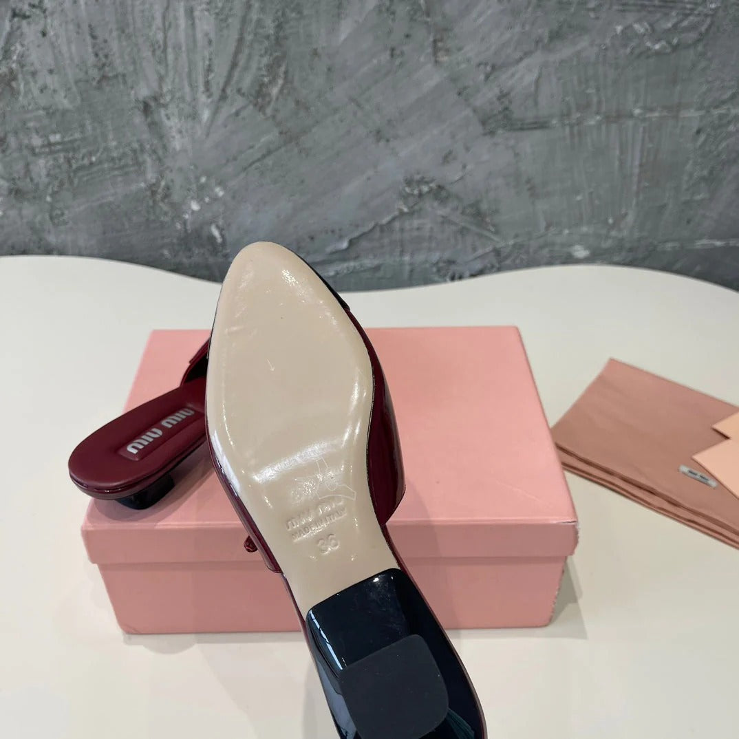 Cap Toe Mules Ruby Color Sheepskin