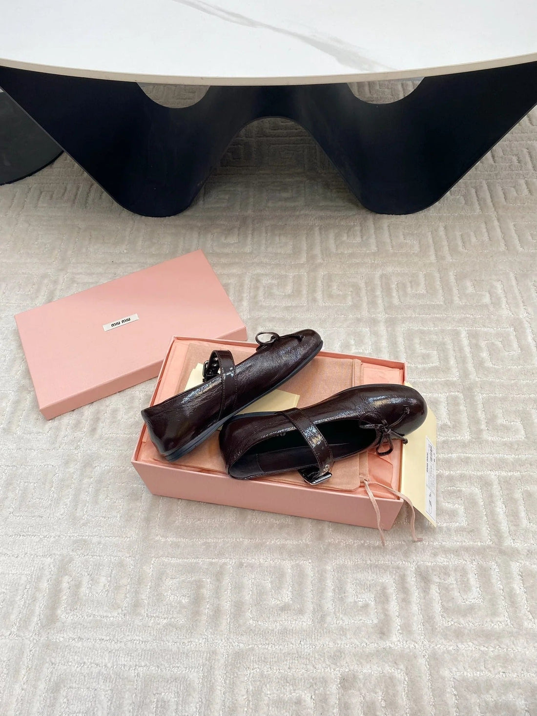 Bow Mary Jane Flat In Espresso Naplak Lambskin