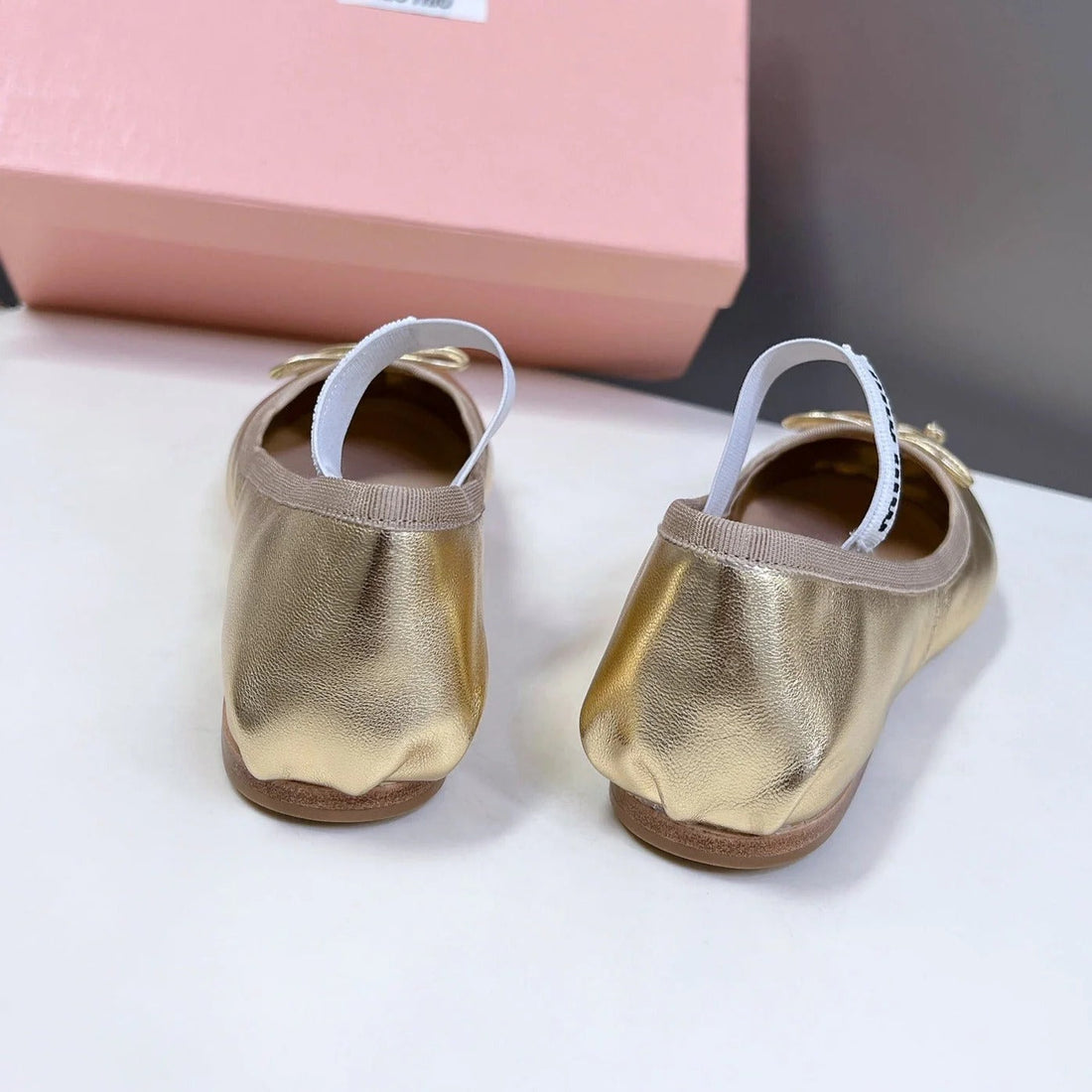 Ballet Flat Shoes Metallic Gold Sheepskin