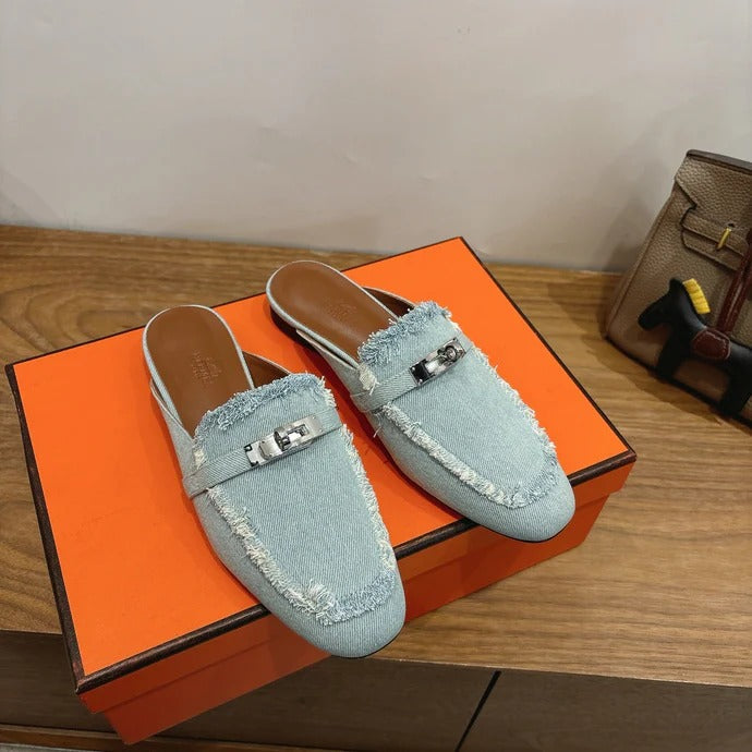 Hm 26SS Mule Light Blue Denim Leather 638474