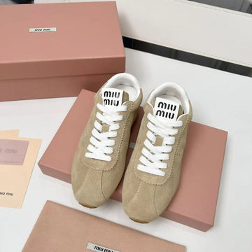 Miu Miu 2026 Plum Sneaker Beige White Suede 456286