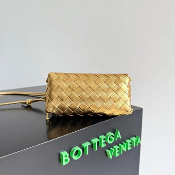 Bottega Veneta 2026 Concert Pouch Bag 18.5 Gold Metallic Intrecciato Leather