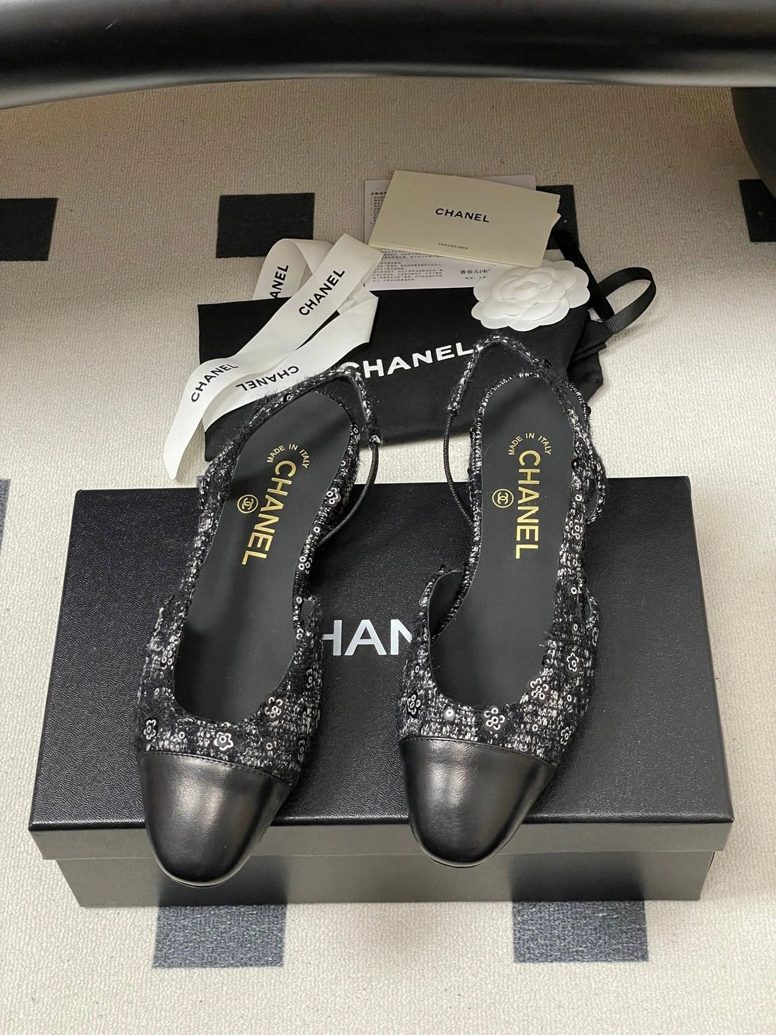 CC 26S Slingback Black Tweed Sheepskin 649420