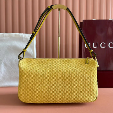 Gucci 2026 Half Horsebit Bag 38CM Yellow Suede Leather 277350