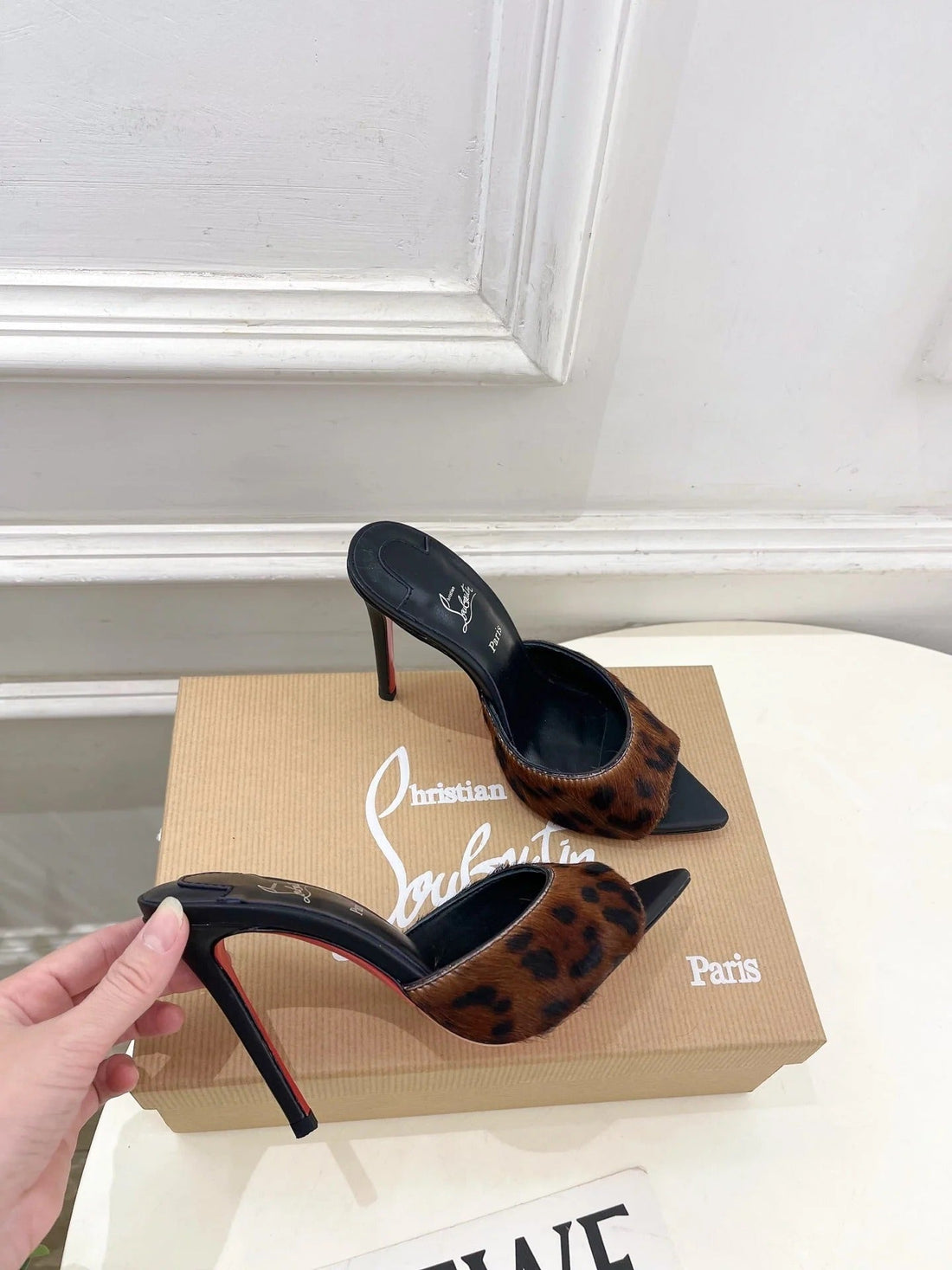 Cl 26SS Slingback 100 Dark Brown Black Leopard Leather 586570