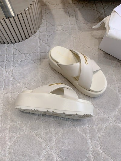 CD 26S Platform Sandals 65 White Lambskin 644288