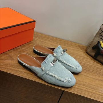 Hm 26SS Mule Light Blue Denim Leather 638474