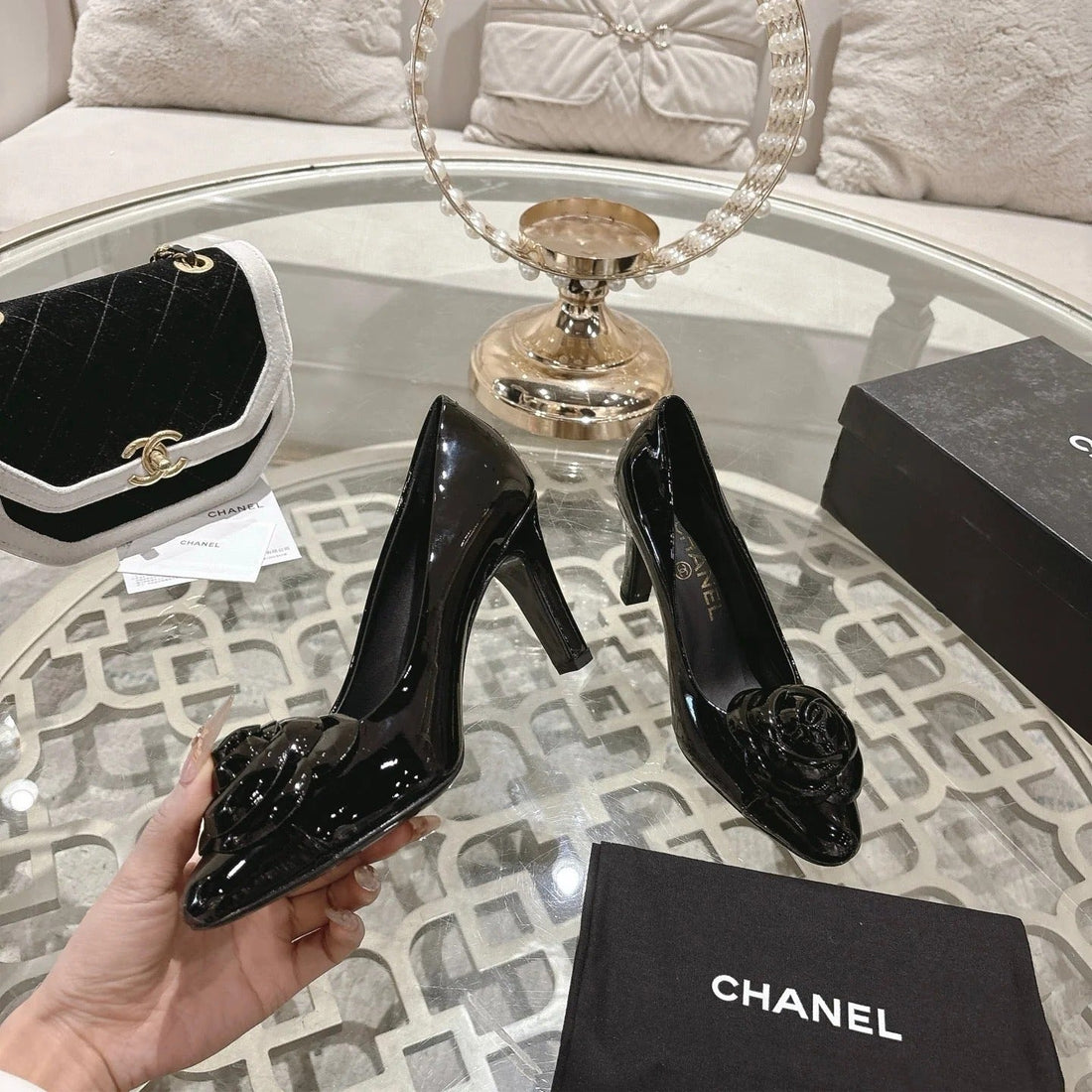CC 26S High Heels Pump 85 Black Patent Leather 627005