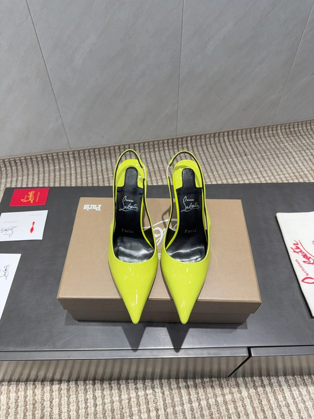 Cl 26SS Slingback 100 Neon Yellow Patent Leather 613988