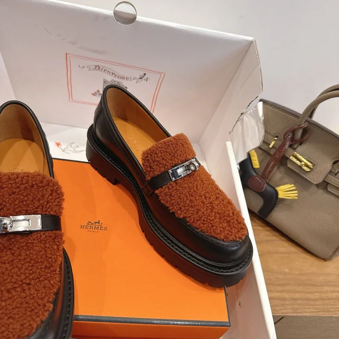 Hm 26SS Loafers Black Brown Wool Calfskin 638436