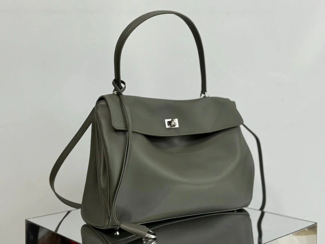 Balenciaga Medium Rodeo Bag 35 Olive Green Caflskin Sliver Hardware