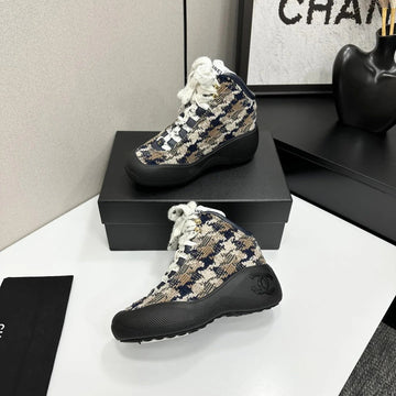 CC 26S Casual Sneakers Black Blue Beige Fabric Sheepskin 626366