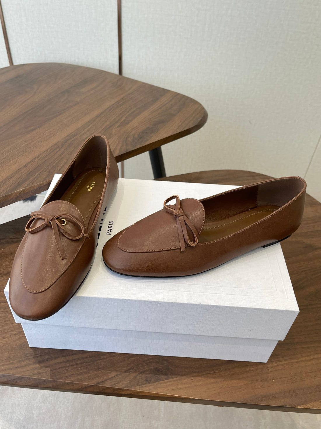 Celine 26 Loafers Brown Sheepskin 624694