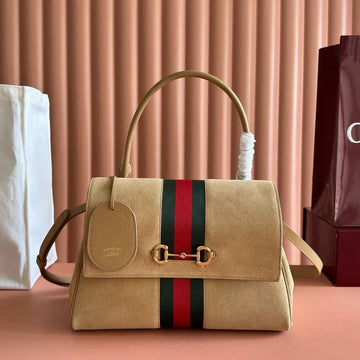 GG 2026 Paparazzo Shoulder Bag 30CM Beige Red Green Suede Leather
