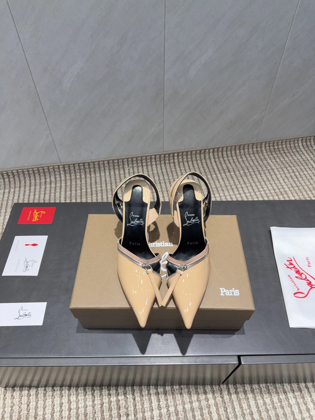 Cl 26SS Slingback 100 Beige Patent Leather 613790