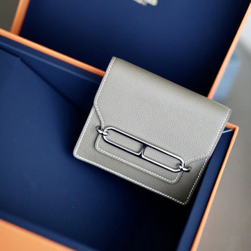HM Roulisslim Wallet 12.7 Grey Calfskin Shw