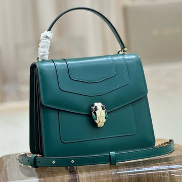 Bvlgari 2025 Serpenti Forever Bag 18CM Emerald Green Calfskin