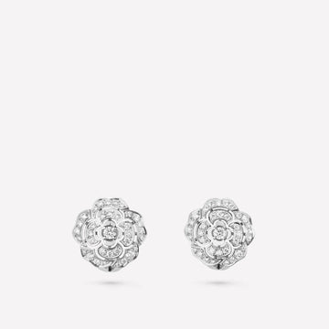Bouton De Earrings Silver Diamond