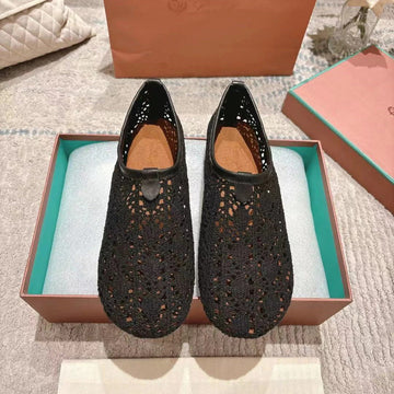 Flat Shoes 25 In Black Mesh Fabric