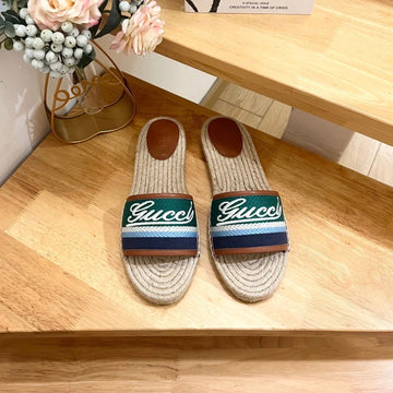 GG Slides In Multicolor Raffia
