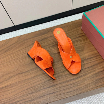 High Heels 85 Mm In Orange Suede
