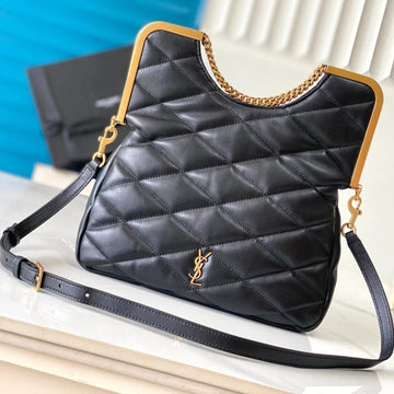 26 Black Sheepskin With Gold Buckle Bag