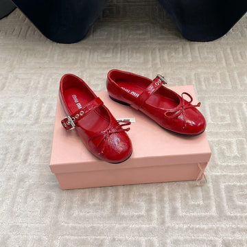 Bow Mary Jane Flat In Red Naplak Lambskin