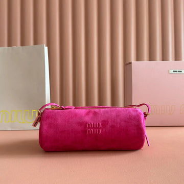 Suede Bag 22 Fuchsia Gold Hardware