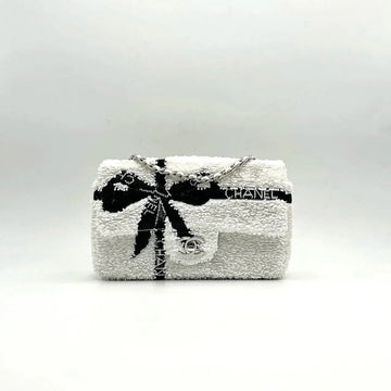 CC 25S Flap Bag 20 Cm In White Sequins With Black Bow