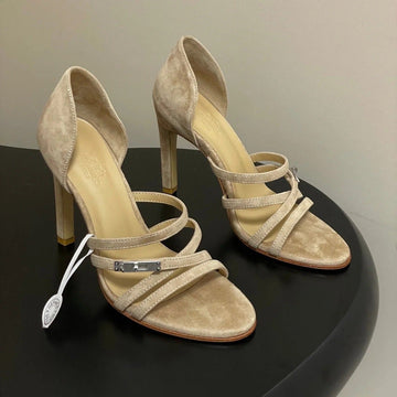 Hm 25S High-Heel Sandal 105 Mm In Beige Suede