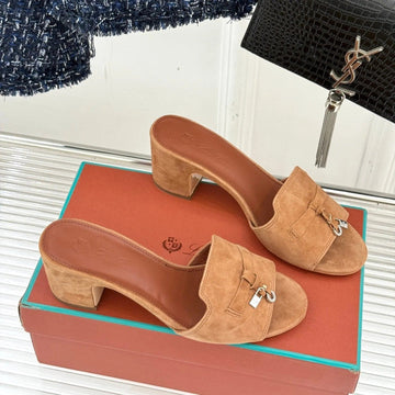 High Heels In Brown Suede And Lambskin