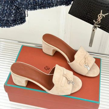 High Heels In Beige Suede And Lambskin