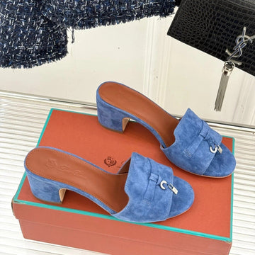 High Heels In Blue Suede And Lambskin