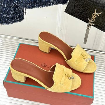 High Heels In Yellow Suede And Lambskin