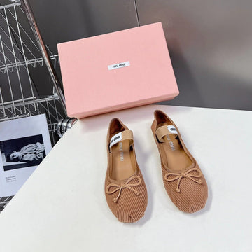 Ballet Flat Shoes Peanut Color Sheepskin