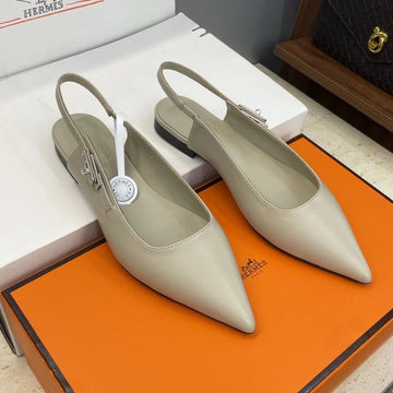 Hm 26SS Slingback Flat Beige Calfskin 607273
