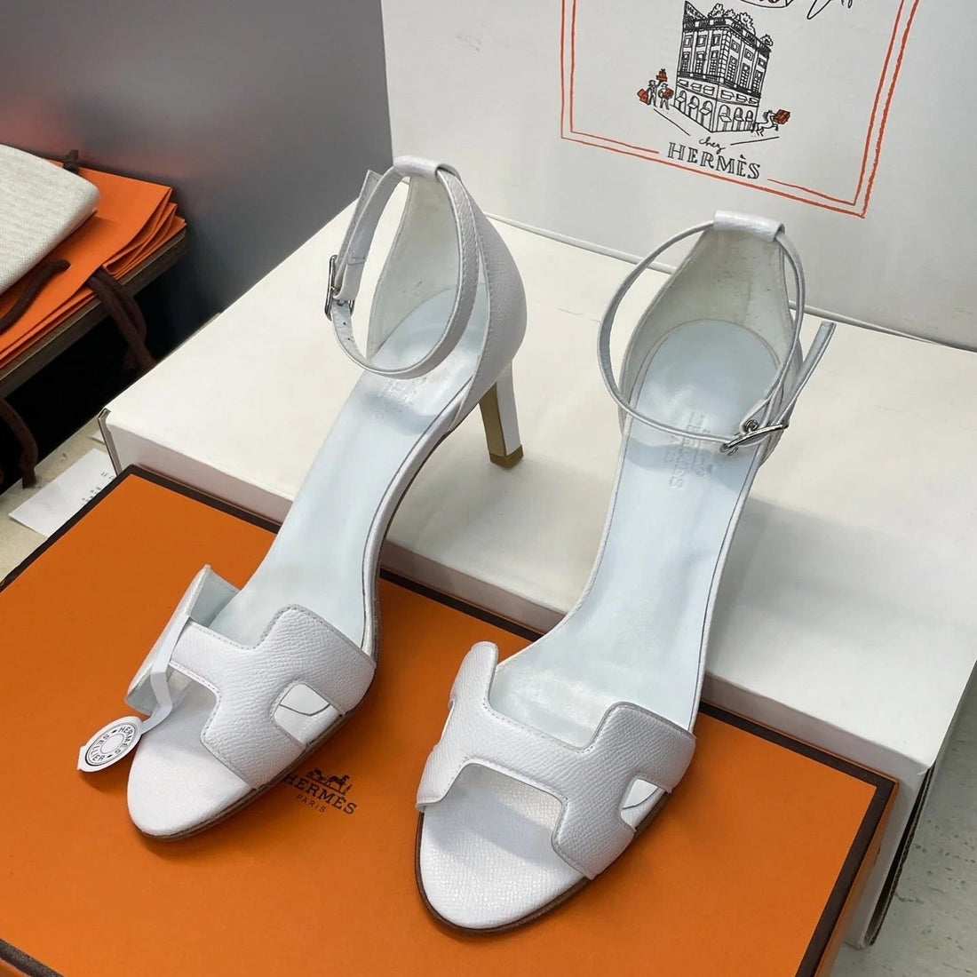 Hm 26SS High Heel Sandals 70 White Cowhide 607121