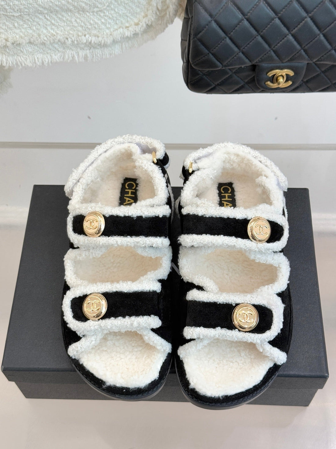 CC 26 Dad Sandal Black Mix White Velvet Wool 609762