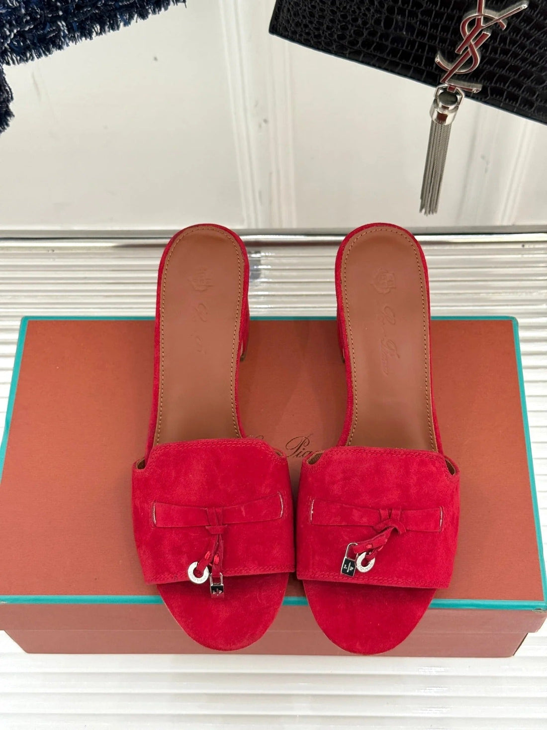 High Heels In Red Suede And Lambskin