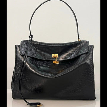Balenciaga Large Rodeo Bag 40 Black Crocodile Skin Gold Hardware