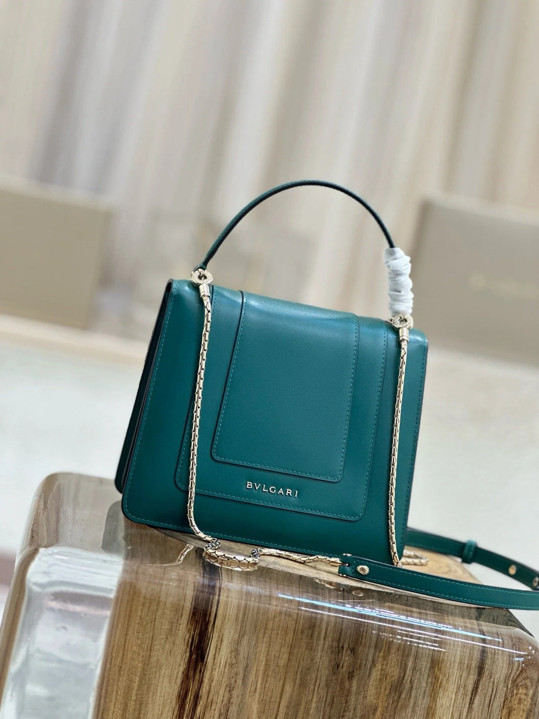 Bvlgari 2025 Serpenti Forever Bag 18CM Emerald Green Calfskin