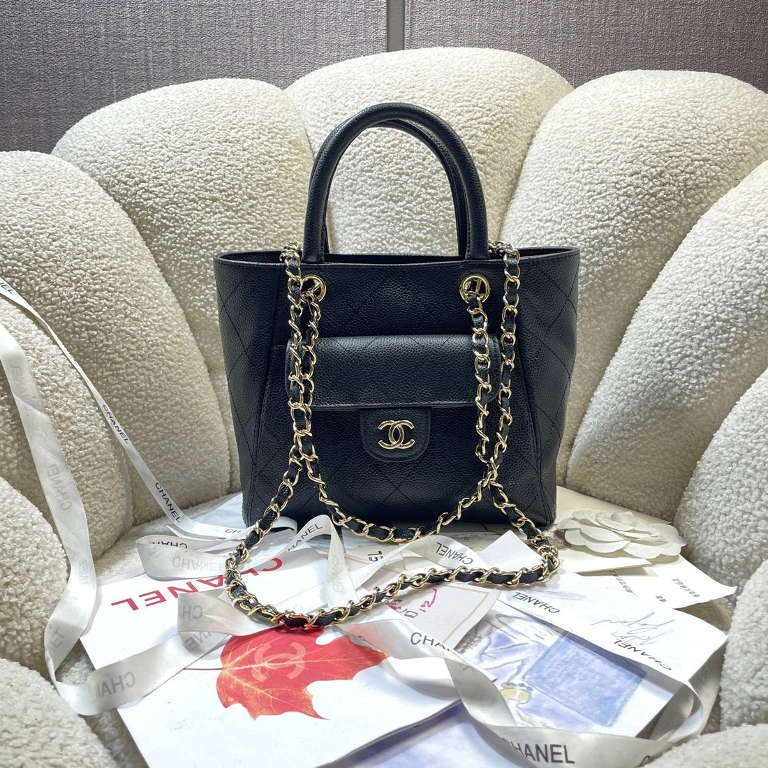 CC 2026 Shopping Bag 25CM Grained Calfskin Leather
