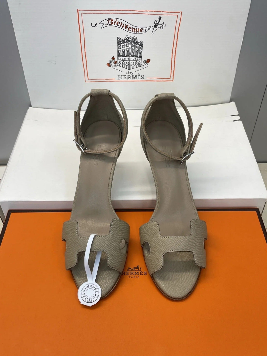 Hm 26SS High Heel Sandals 70 Taupe Cowhide 607122