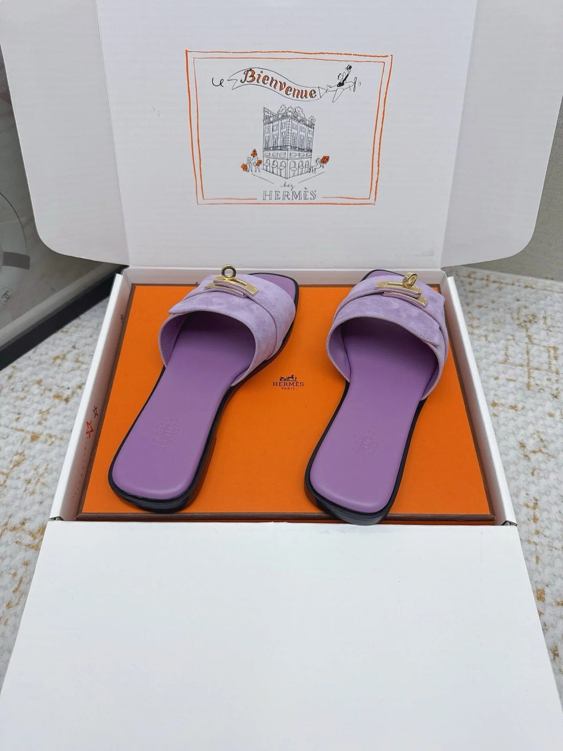 Hm 26SS Oasis Sandals Purple Suede Cowhide 625147