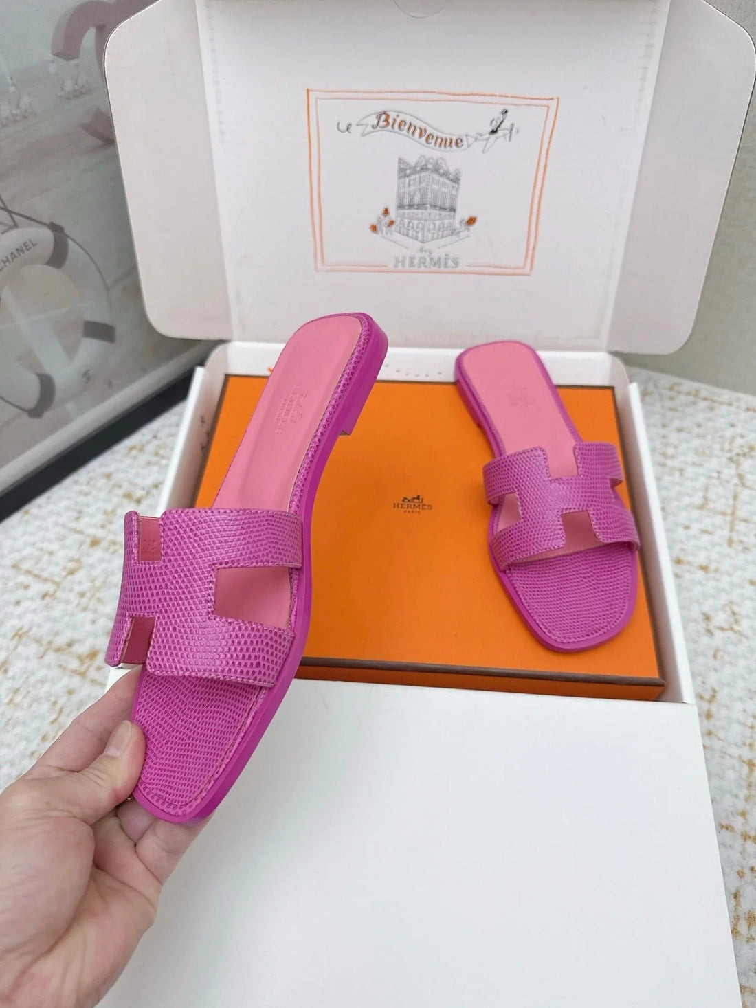 Hm 26SS Oran Sandals Purple Cowhide 625044